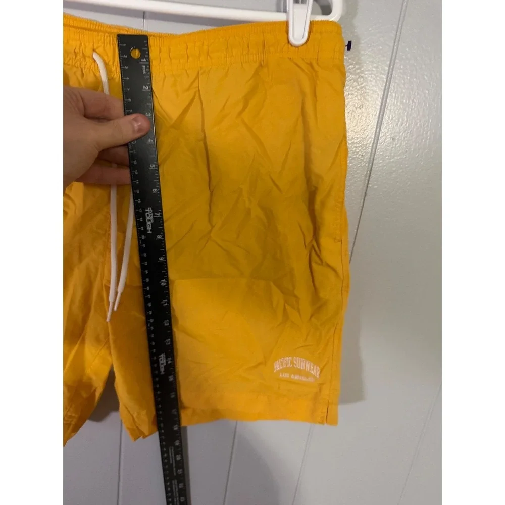 PacSun Swim Trunks Mens Large Los Angeles Graphic Mesh Lined Yellow EUC